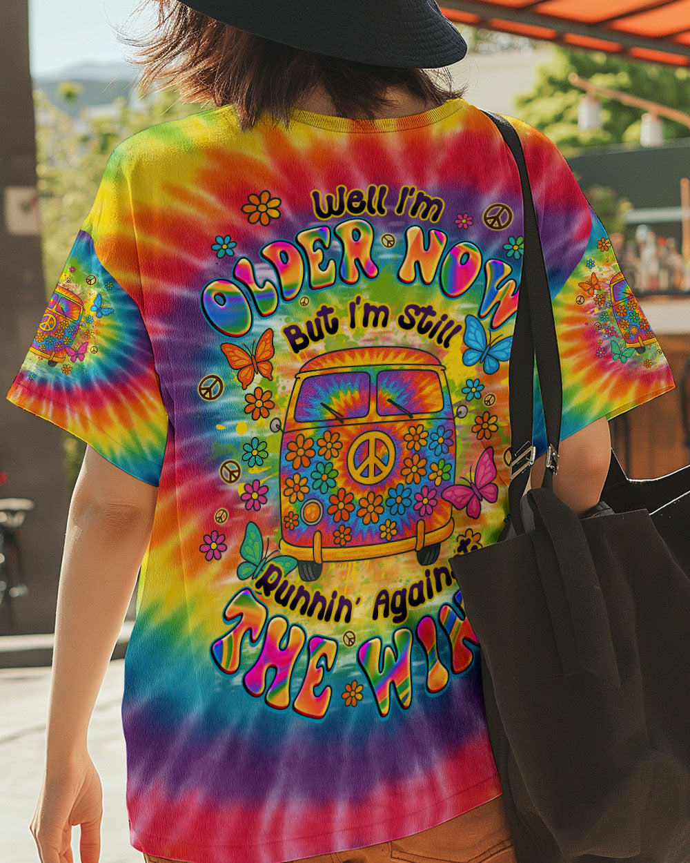 Older Now Still Runnin_E2_80_99 Against the Wind Flower Power Hippie Van Tie Dye AOP Shirts _5_ fwueC