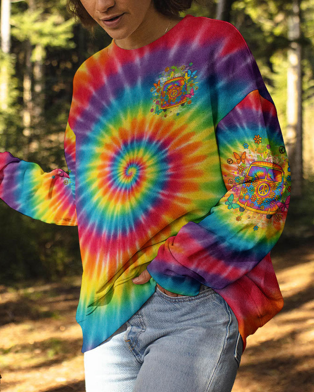 Older Now Still Runnin_E2_80_99 Against the Wind Flower Power Hippie Van Tie Dye AOP Shirts _8_ 88RIO