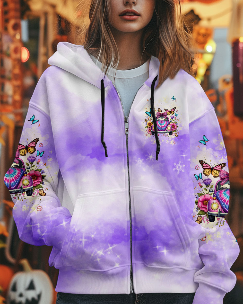 Older Now Still Runnin_E2_80_99 Against the Wind Purple Tie Dye Floral Hippie Car AOP Shirts _10_ i6DPC