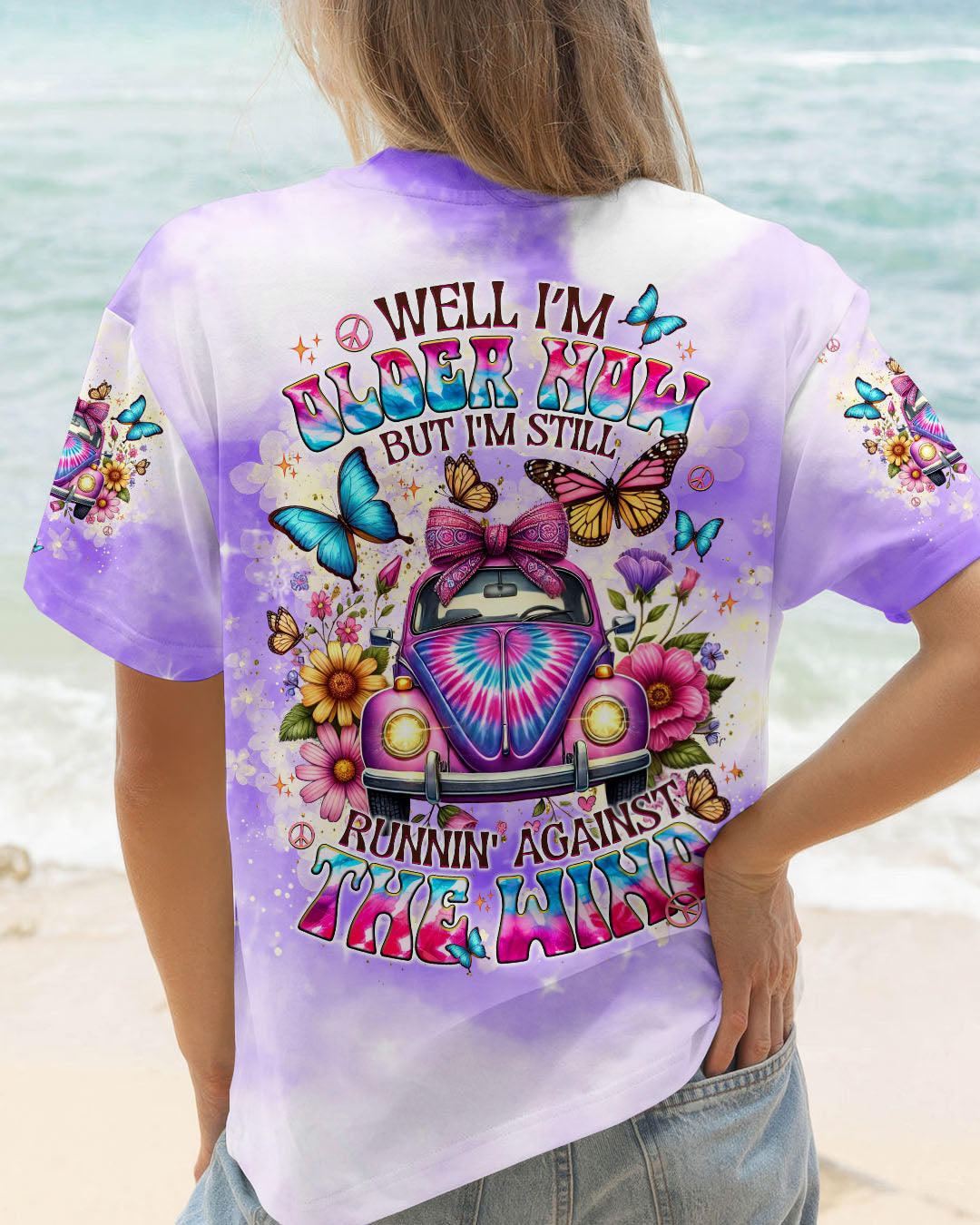 Older Now Still Runnin_E2_80_99 Against the Wind Purple Tie Dye Floral Hippie Car AOP Shirts _1_ YFR1L