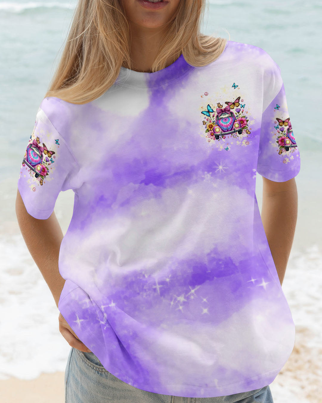 Older Now Still Runnin_E2_80_99 Against the Wind Purple Tie Dye Floral Hippie Car AOP Shirts _2_ NdT8a