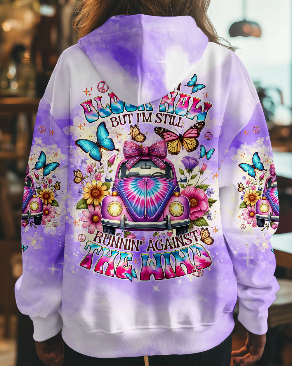 Older Now Still Runnin_E2_80_99 Against the Wind Purple Tie Dye Floral Hippie Car AOP Shirts _7_ D0QZO