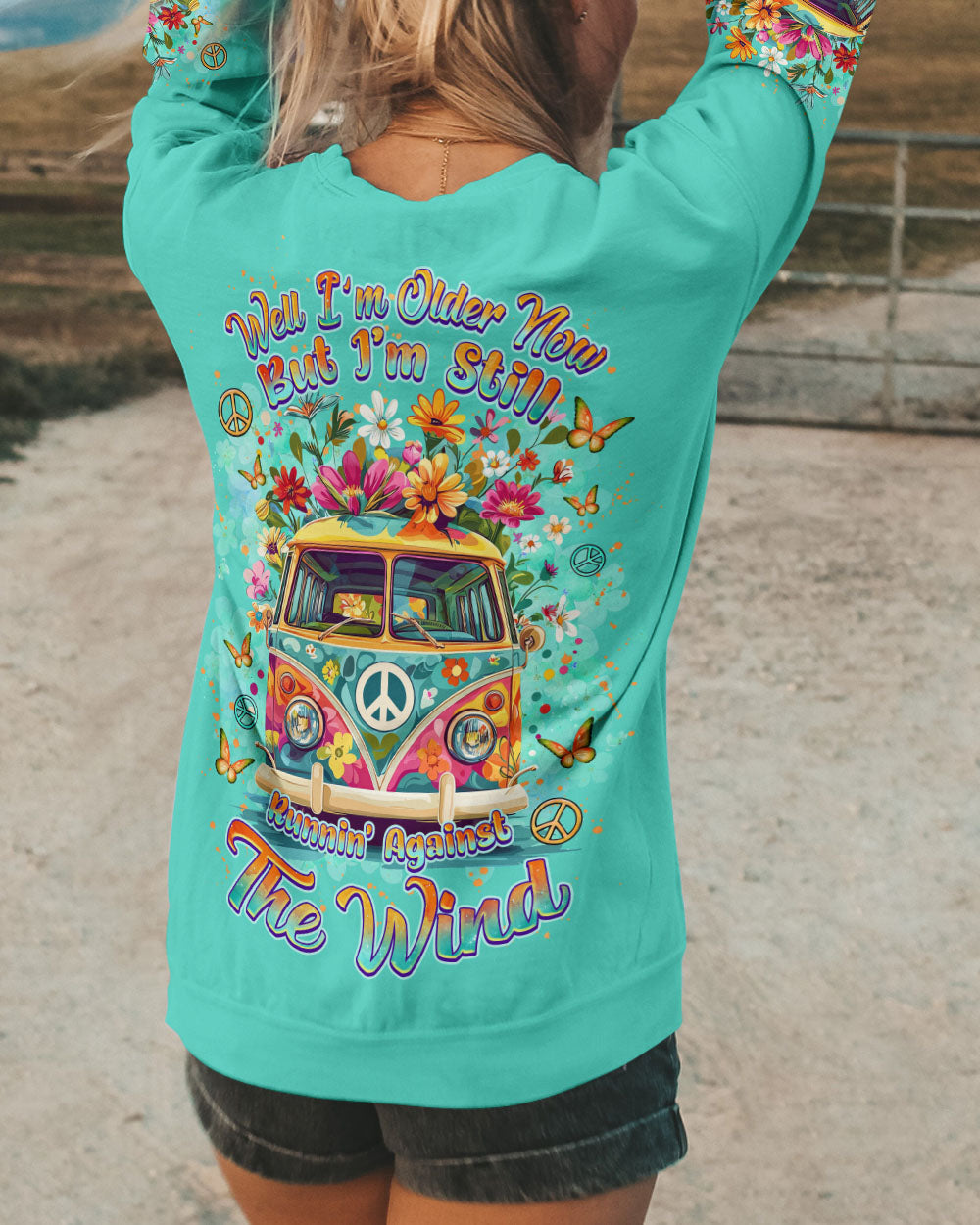 Older Now Still Runnin_E2_80_99 Against the Wind Retro Hippie Van Floral Peace AOP Shirts _10_ O7yfd