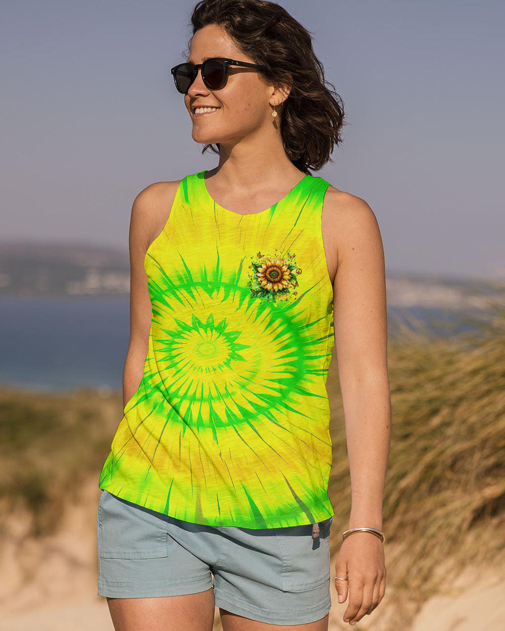 Older Now Still Running Against the Wind Sunflower Tie Dye Green AOP Shirts _10_ BfAbI