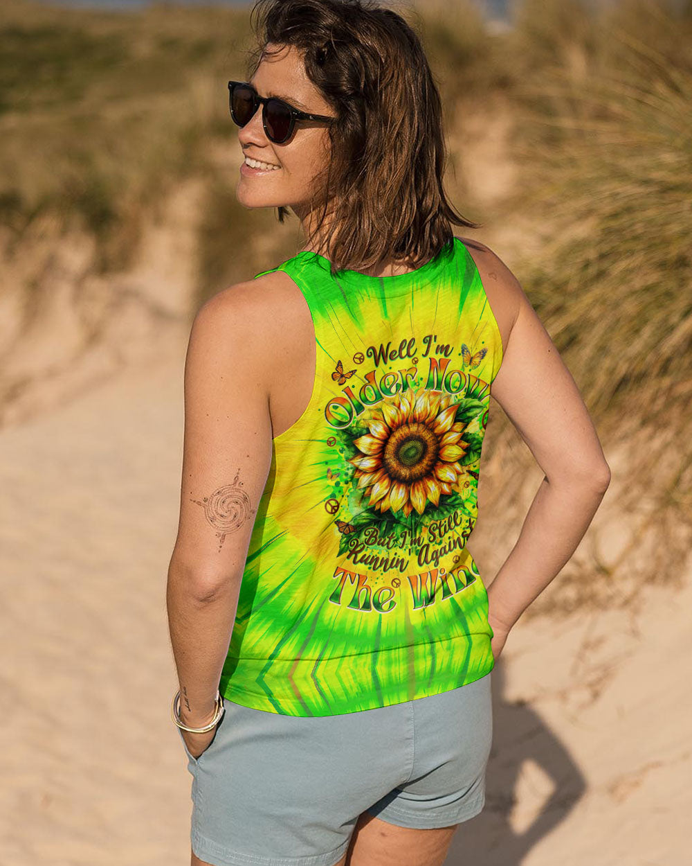 Older Now Still Running Against the Wind Sunflower Tie Dye Green AOP Shirts _11_ ZLF7X