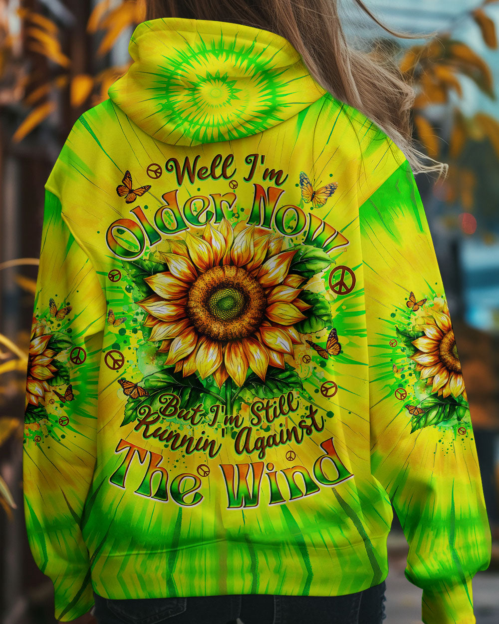 Older Now Still Running Against the Wind Sunflower Tie Dye Green AOP Shirts _12_ EwWc2