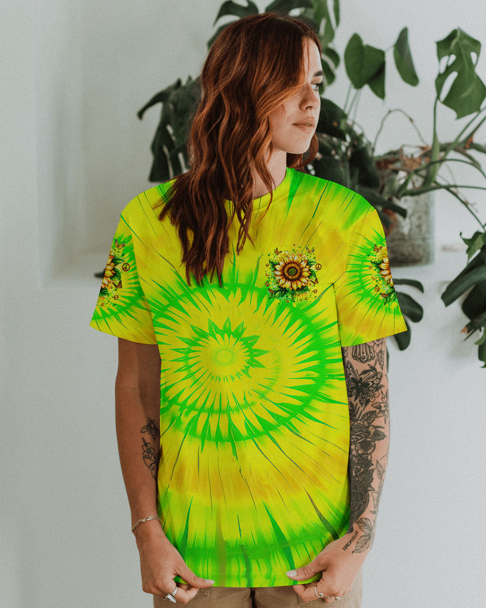 Older Now Still Running Against the Wind Sunflower Tie Dye Green AOP Shirts _13_ 8Nhya