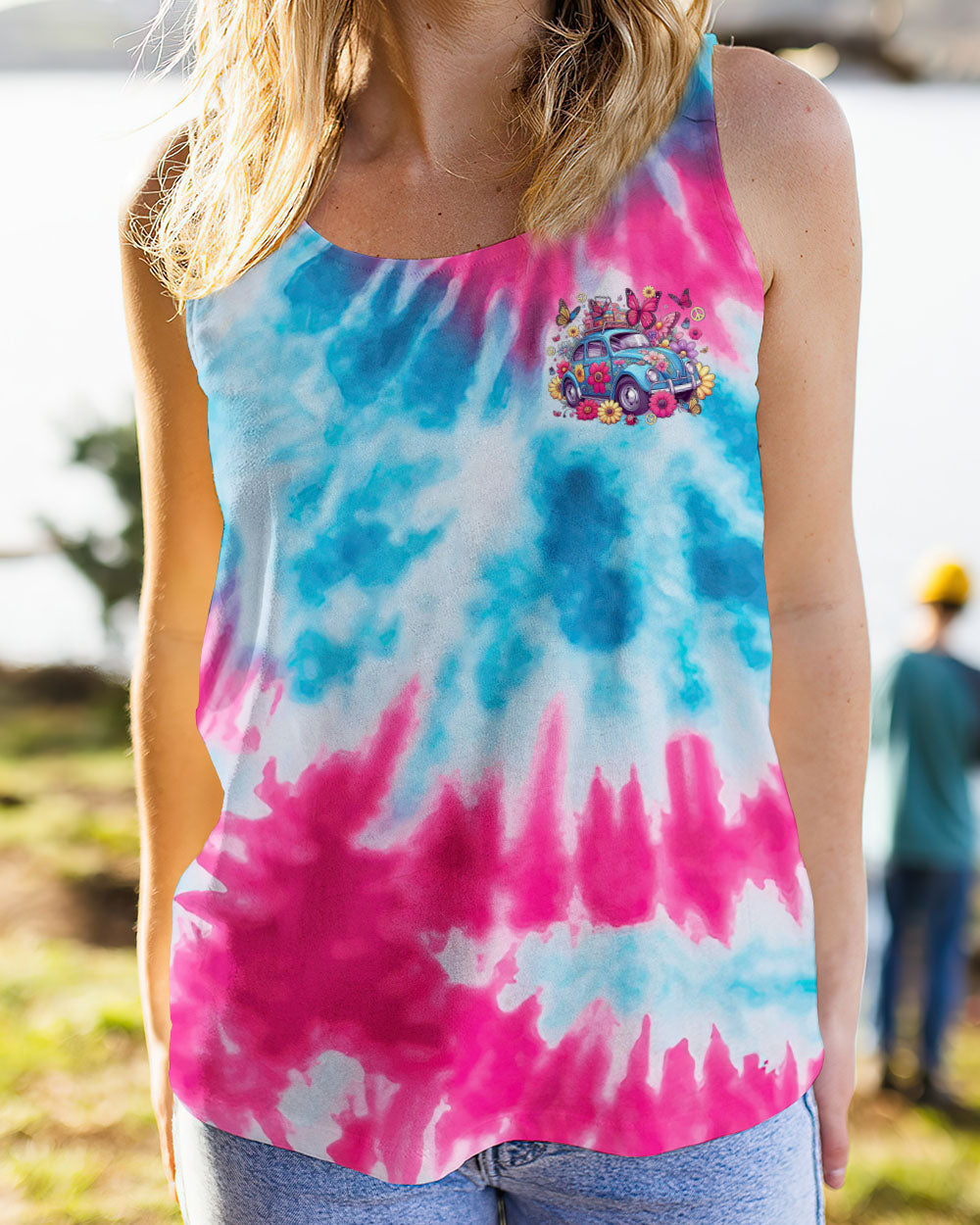 Older Now Still Running Against the Wind Tie Dye Hippie Flower Car AOP Shirts _10_ bnJD9