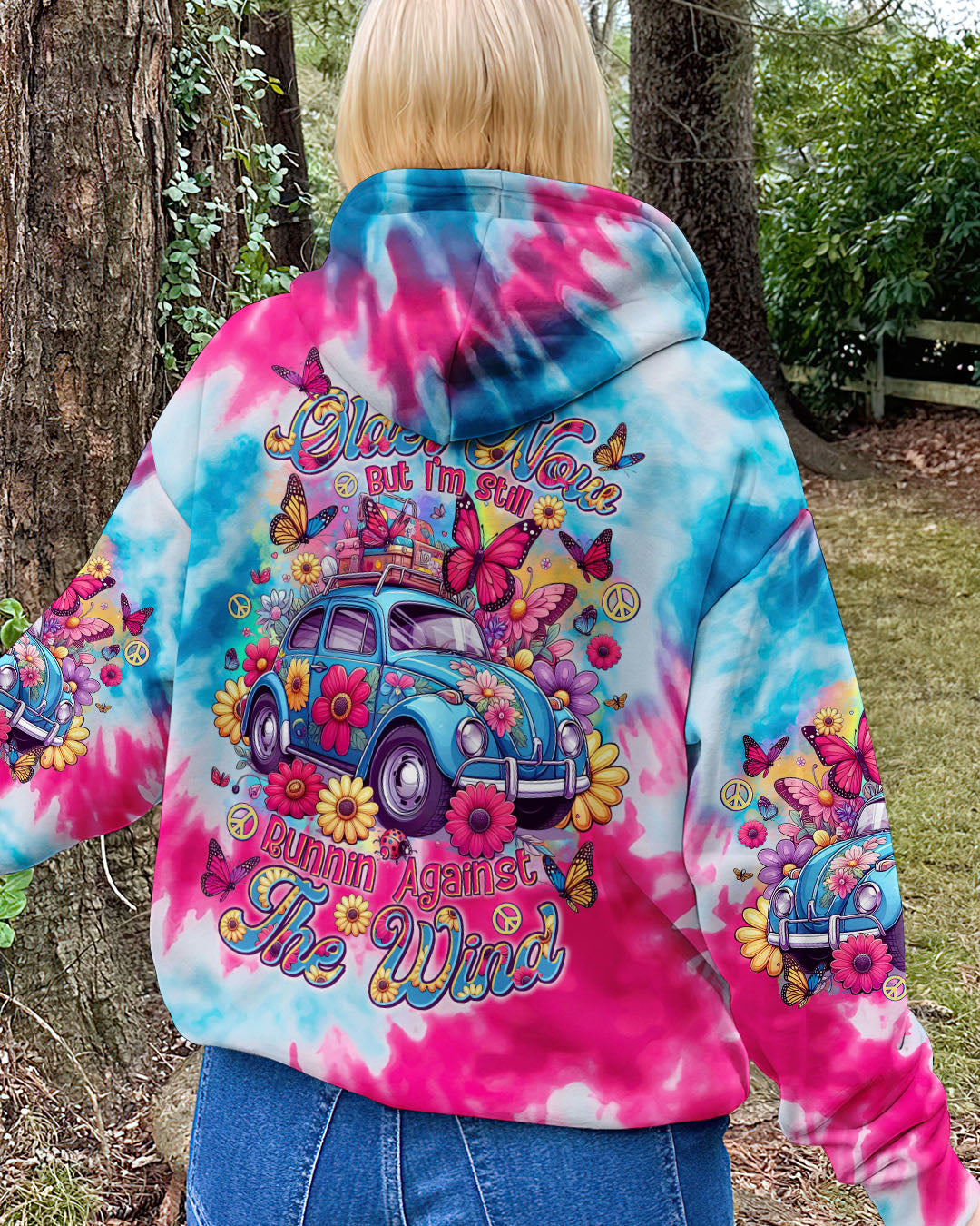 Older Now Still Running Against the Wind Tie Dye Hippie Flower Car AOP Shirts _12_ 9JxYn