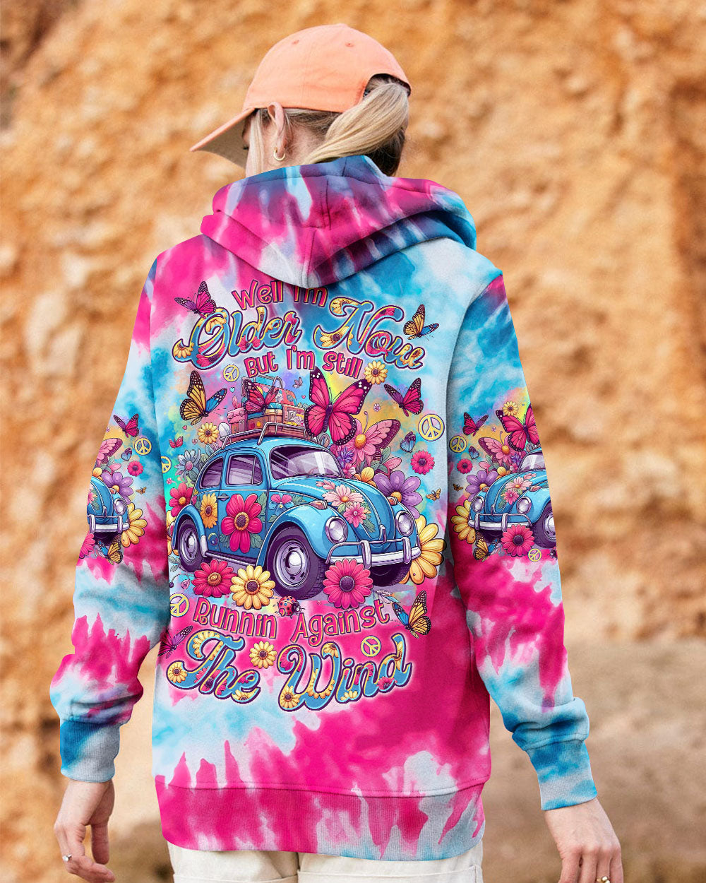 Older Now Still Running Against the Wind Tie Dye Hippie Flower Car AOP Shirts _13_ kcZ85