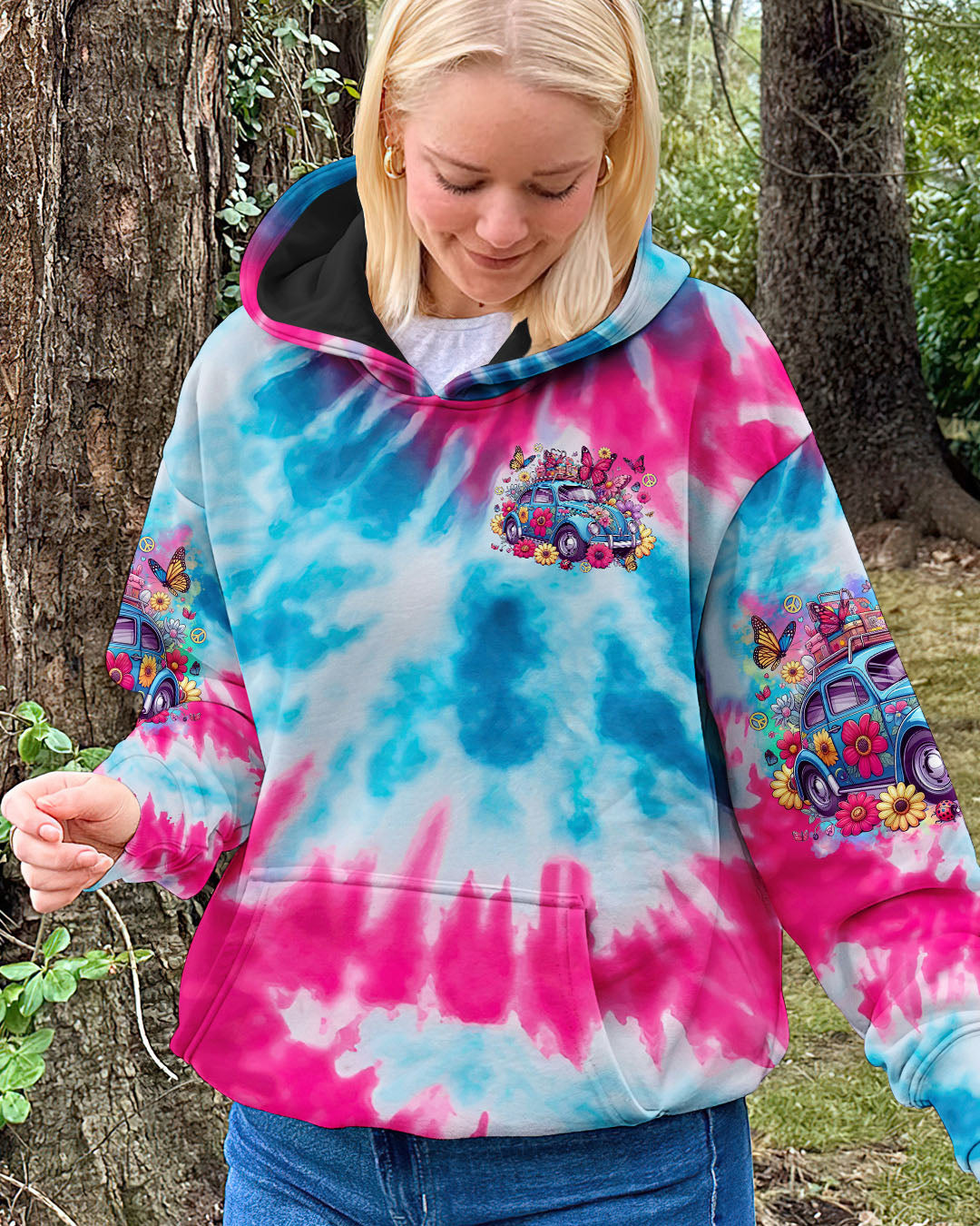 Older Now Still Running Against the Wind Tie Dye Hippie Flower Car AOP Shirts _4_ 1lQRU