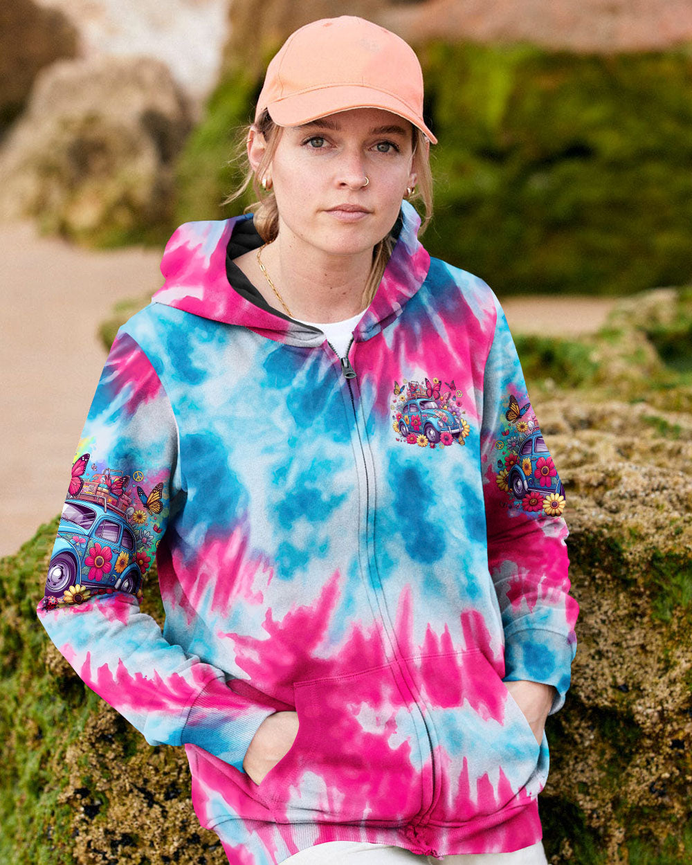 Older Now Still Running Against the Wind Tie Dye Hippie Flower Car AOP Shirts _8_ 7V9OI