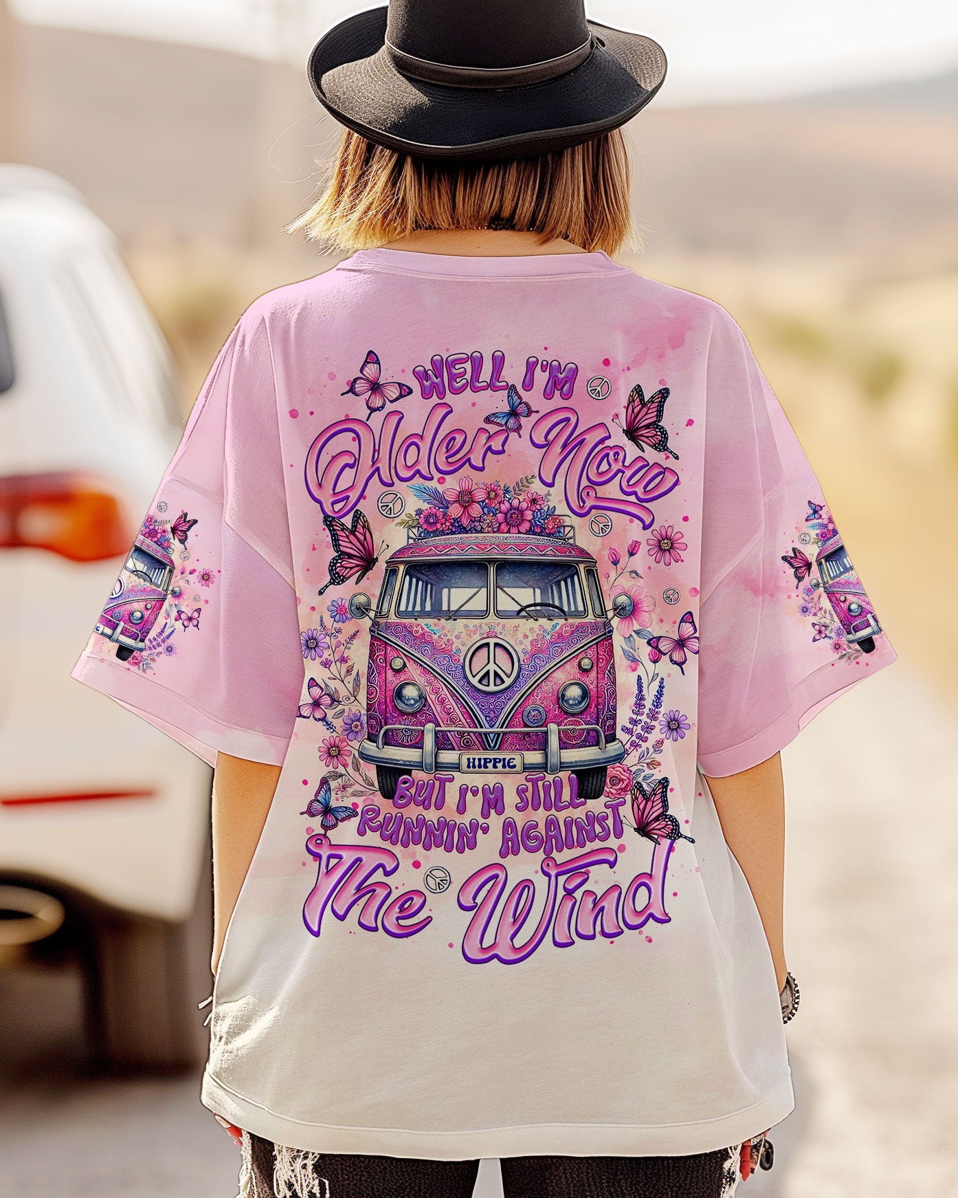 Older Now but I still Runnin Against the Wind Tie Dye Pink Vintage Hippie Van AOP Shirts _12_ cocuS