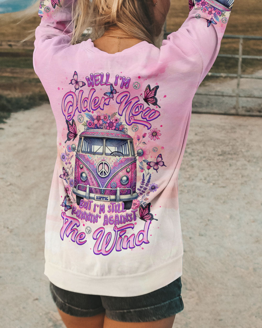 Older Now but I still Runnin Against the Wind Tie Dye Pink Vintage Hippie Van AOP Shirts _15_ BuCZ6