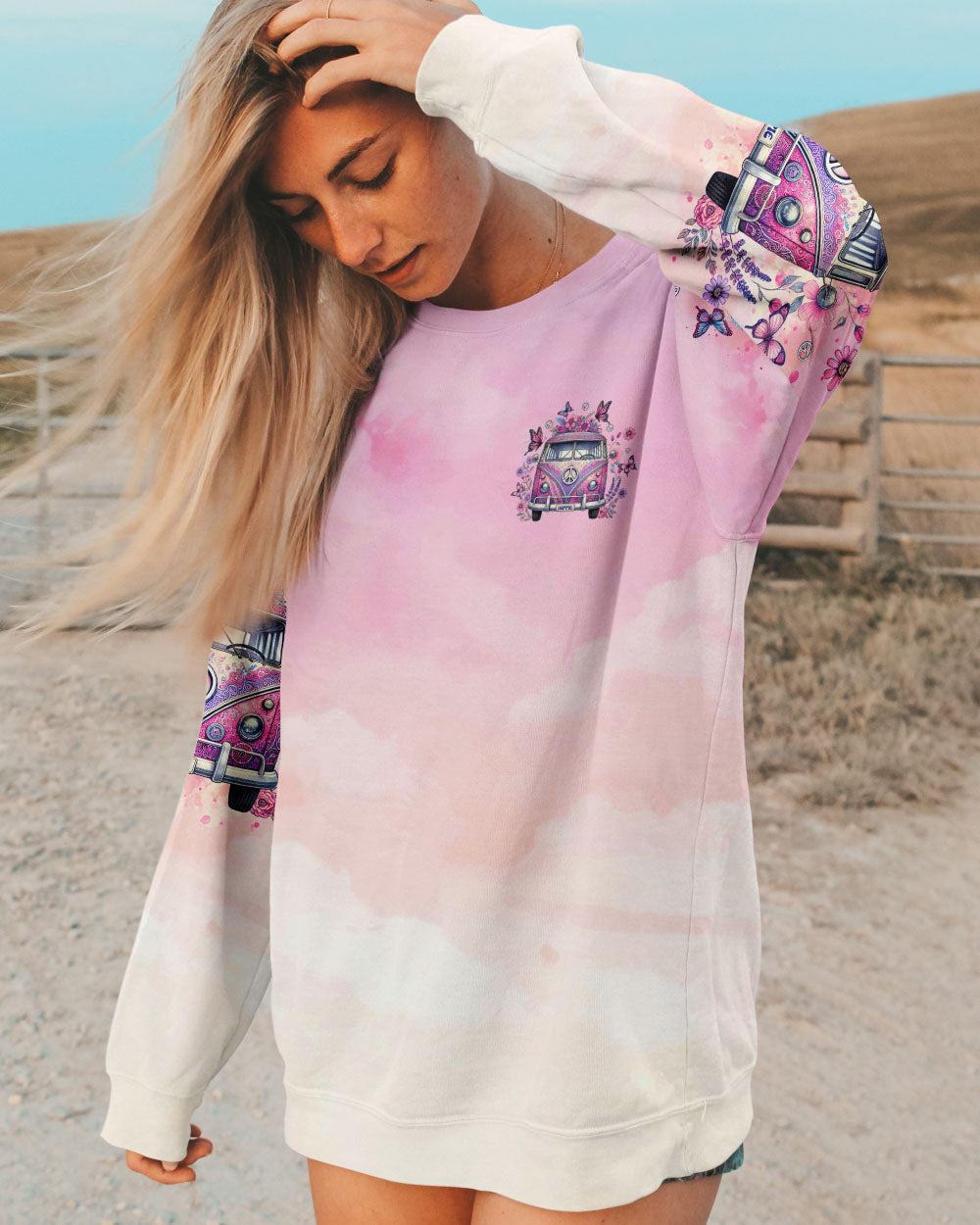 Older Now but I still Runnin Against the Wind Tie Dye Pink Vintage Hippie Van AOP Shirts _6_ gChSh