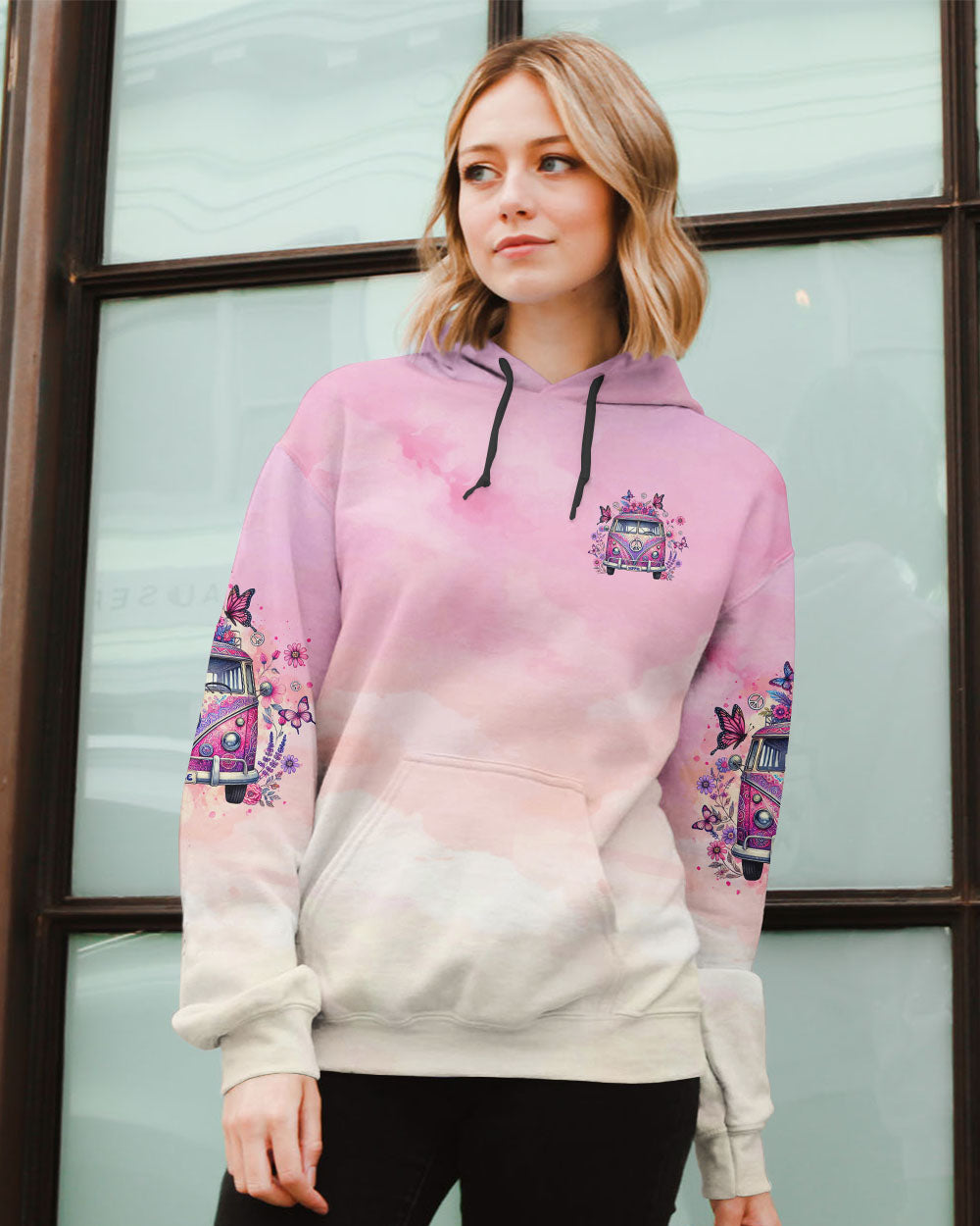 Older Now but I still Runnin Against the Wind Tie Dye Pink Vintage Hippie Van AOP Shirts _7_ X7fji