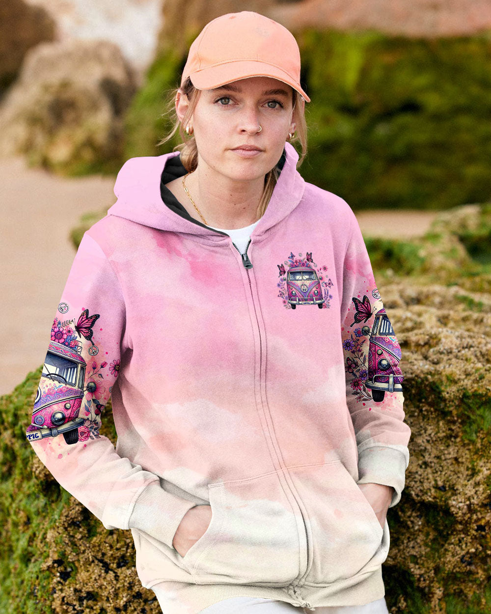 Older Now but I still Runnin Against the Wind Tie Dye Pink Vintage Hippie Van AOP Shirts _8_ PhhpD