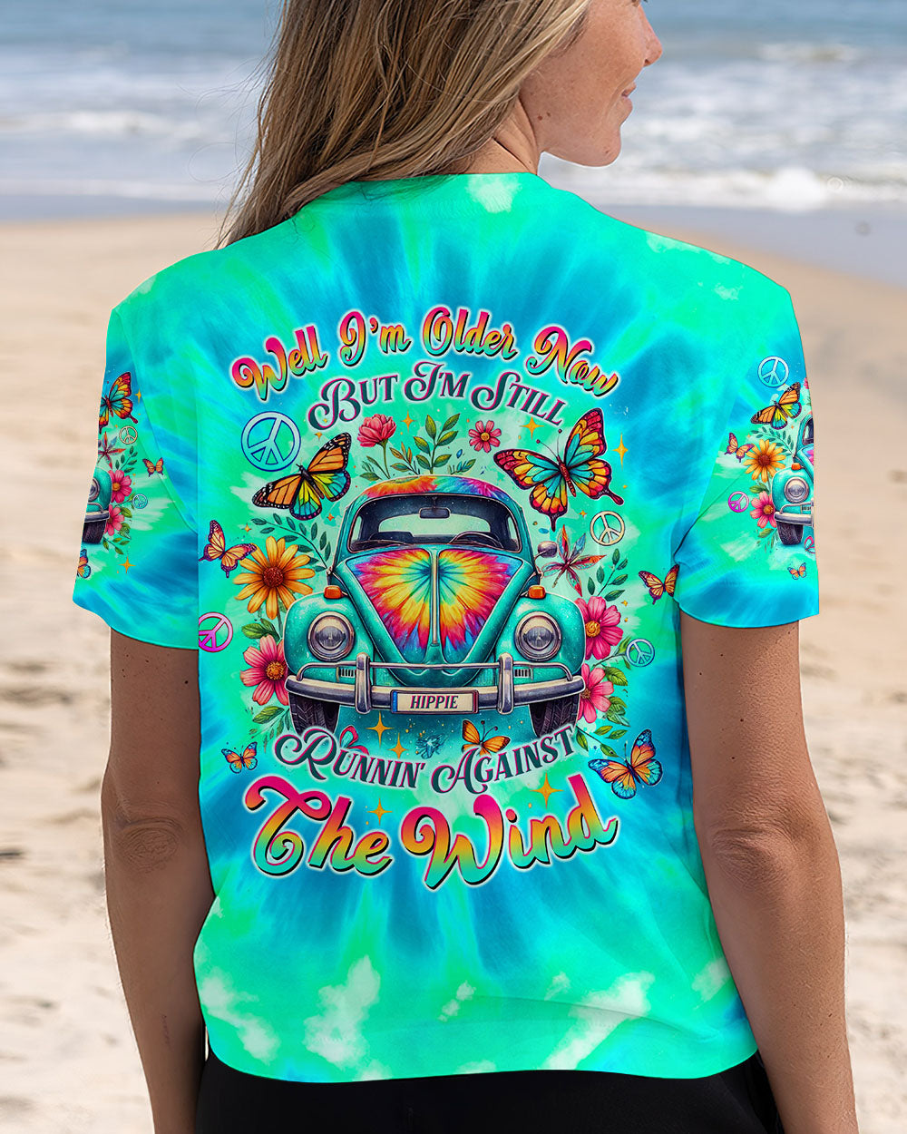 Older Now but I_E2_80_99m Still Runnin_E2_80_99 Against the Wind Tie Dye Peace Sign Hippie Car AOP Shirts _13_ FalvU