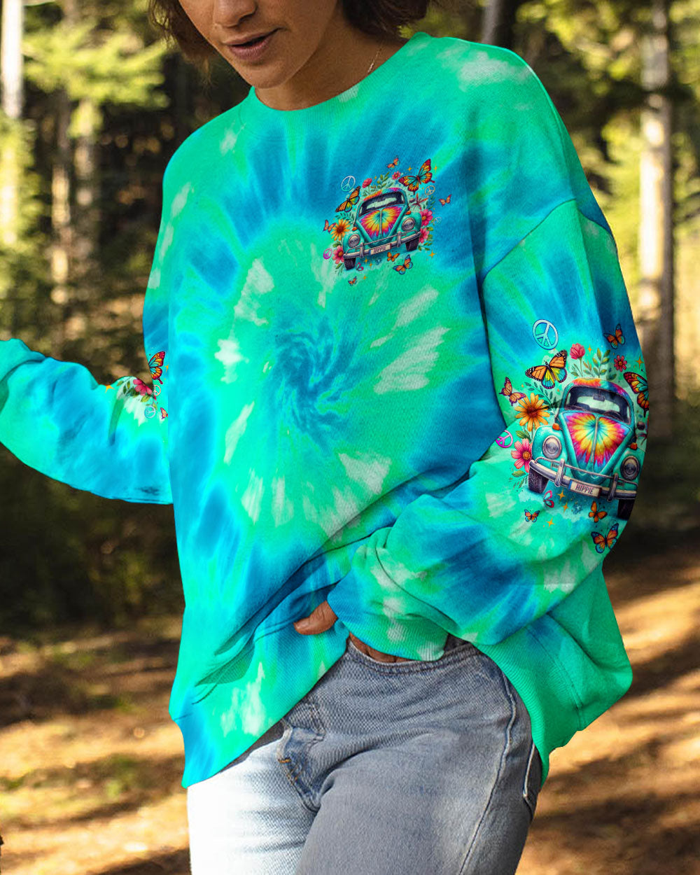 Older Now but I_E2_80_99m Still Runnin_E2_80_99 Against the Wind Tie Dye Peace Sign Hippie Car AOP Shirts _2_ FW4LF