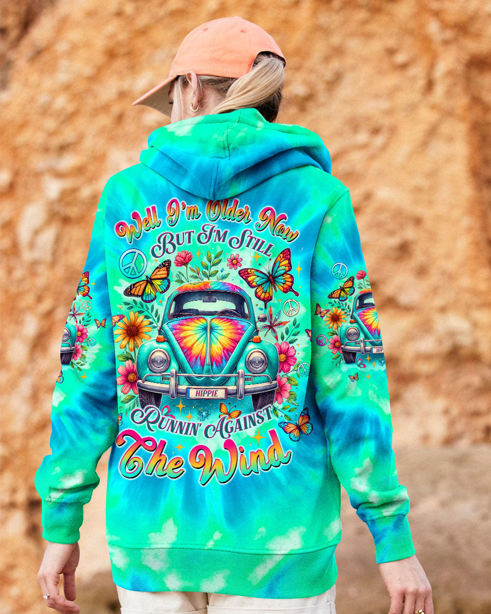 Older Now but I_E2_80_99m Still Runnin_E2_80_99 Against the Wind Tie Dye Peace Sign Hippie Car AOP Shirts _9_ HWi9Y
