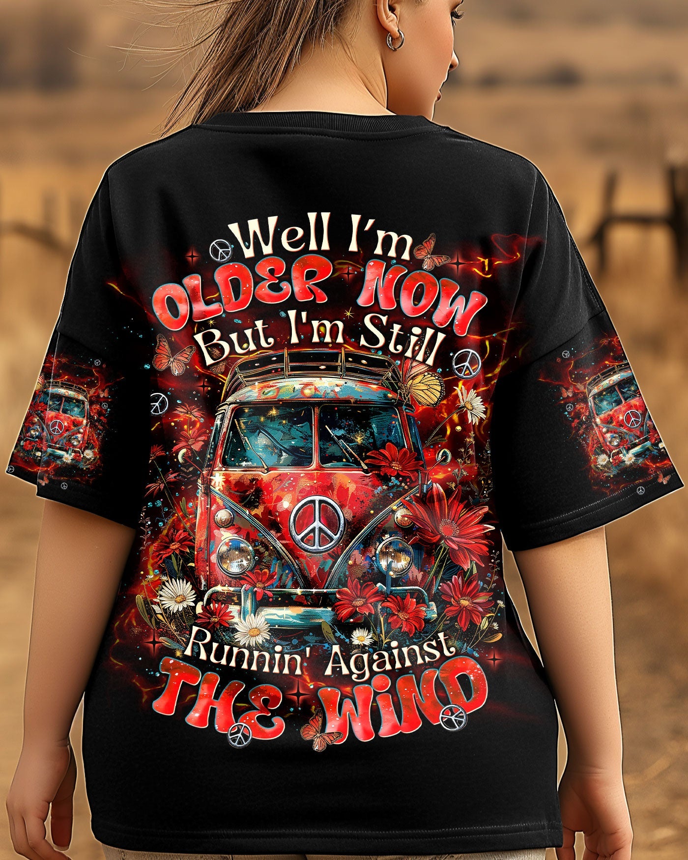 Older Now but Im still Runnin Against the Wind Retro Van Peace Hippie Style AOP Shirts _10_ QQVPw