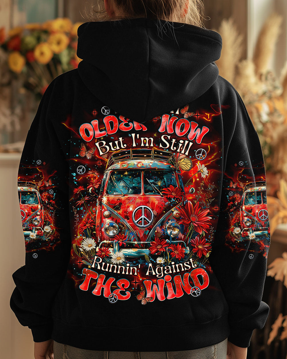 Older Now but Im still Runnin Against the Wind Retro Van Peace Hippie Style AOP Shirts _1_ GmTqS