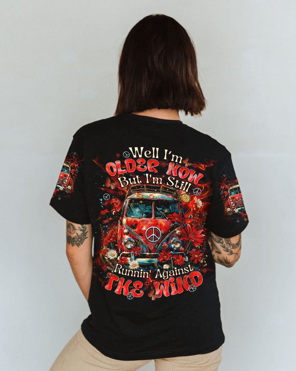 Older Now but Im still Runnin Against the Wind Retro Van Peace Hippie Style AOP Shirts _8_ oktXB