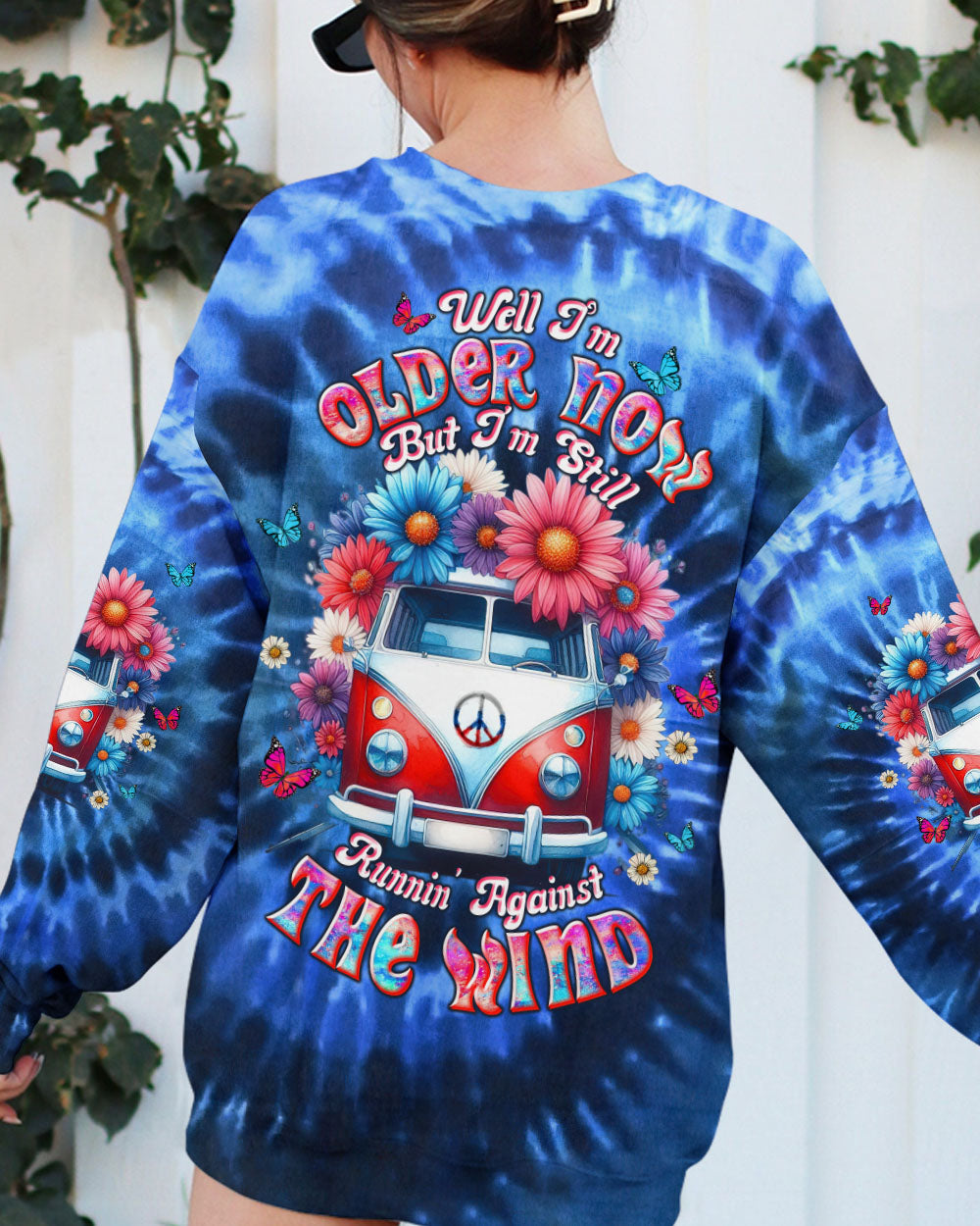 Older Now but Still Runnin Against the Wind Blue Tie Dye Hippie Van Flower AOP Shirts _10_ oxKur