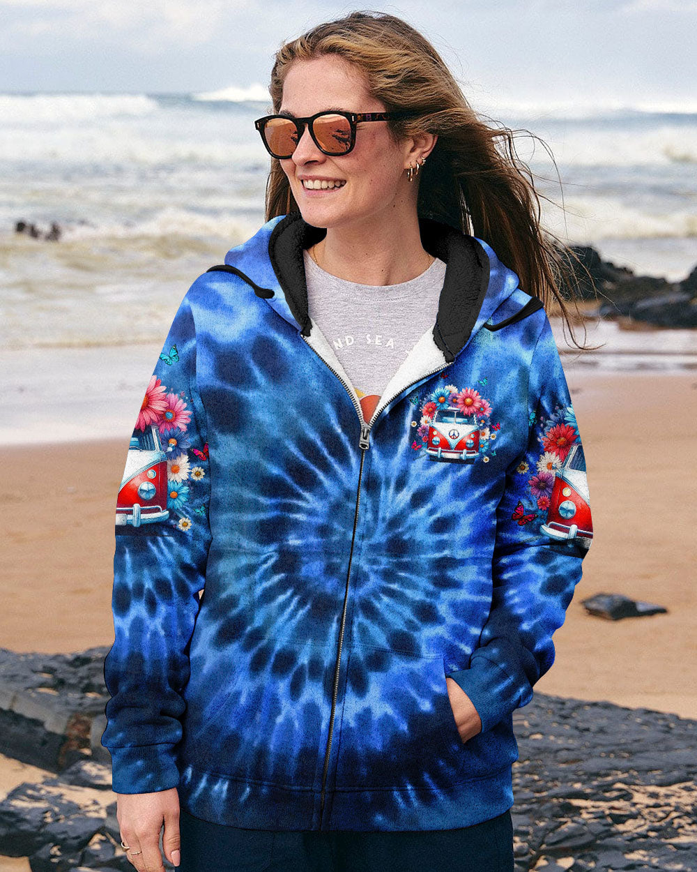 Older Now but Still Runnin Against the Wind Blue Tie Dye Hippie Van Flower AOP Shirts _11_ znThv