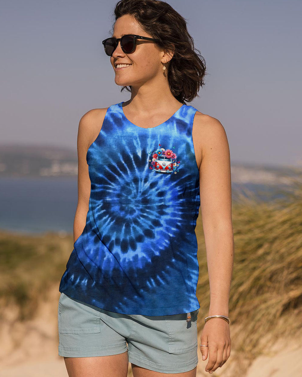 Older Now but Still Runnin Against the Wind Blue Tie Dye Hippie Van Flower AOP Shirts _13_ mNzRK