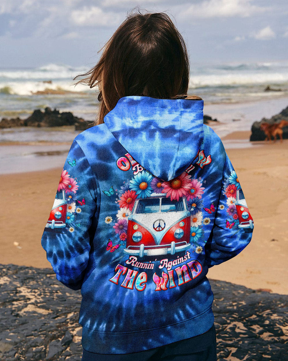 Older Now but Still Runnin Against the Wind Blue Tie Dye Hippie Van Flower AOP Shirts _2_ zNGHi