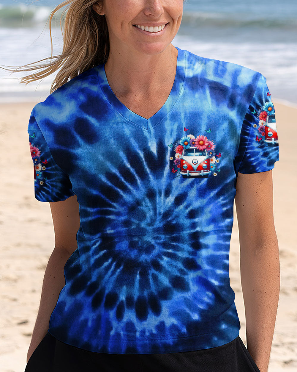 Older Now but Still Runnin Against the Wind Blue Tie Dye Hippie Van Flower AOP Shirts _5_ 2U3g3