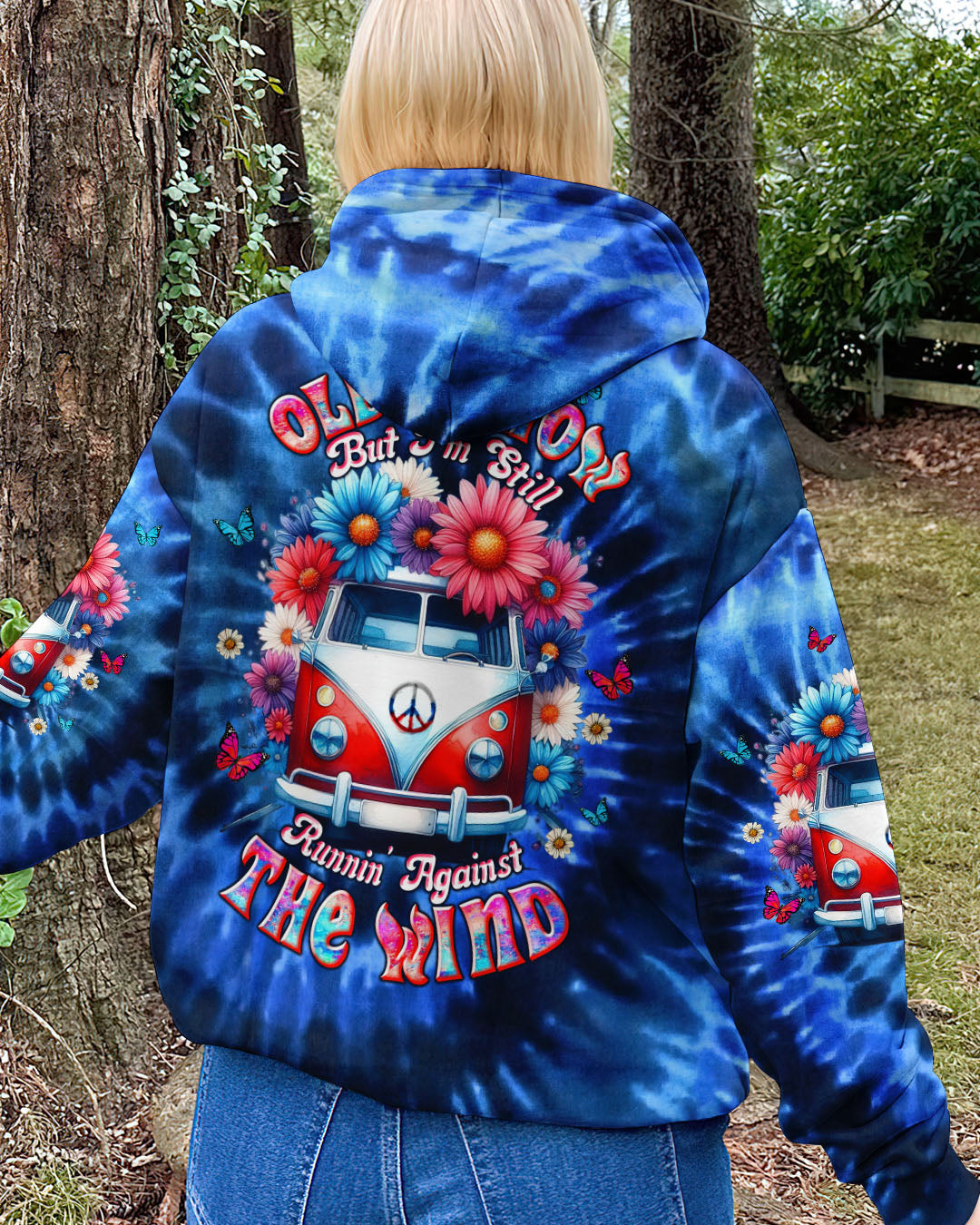 Older Now but Still Runnin Against the Wind Blue Tie Dye Hippie Van Flower AOP Shirts _8_ Meixr