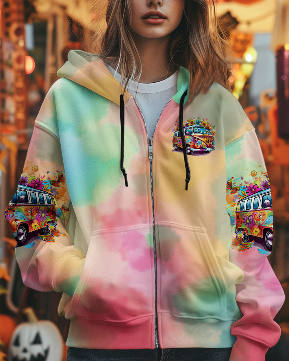 Older Now but Still Runnin Against the Wind Colorful Hippie Flower Power Van AOP Shirts _4_ KKV1b