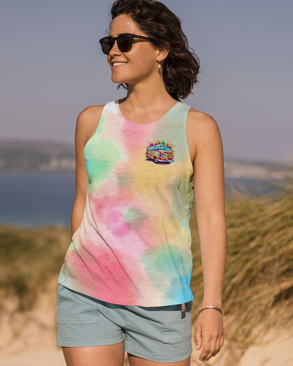 Older Now but Still Runnin Against the Wind Colorful Hippie Flower Power Van AOP Shirts _6_ 2mPmI