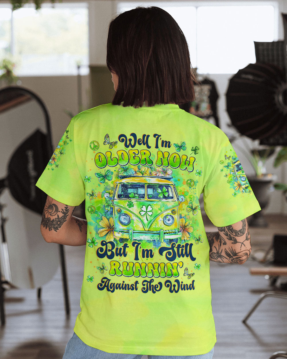Older Now but Still Runnin Against the Wind Green Hippie Van AOP Shirts _1_ yBaiN