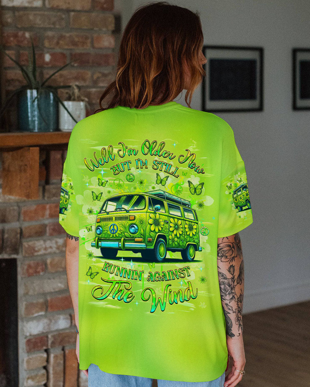 Older Now but Still Runnin Against the Wind Hippie VW Bus AOP Shirts _1_ Crm40