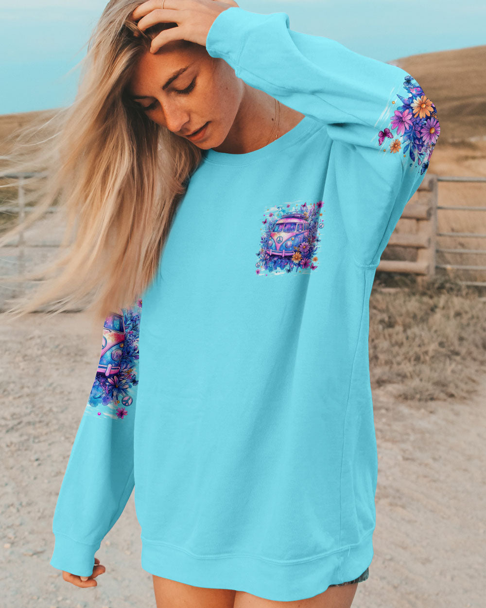 Older Now but Still Runnin Against the Wind Hippie VW Van AOP Shirts _6_ Vlnel