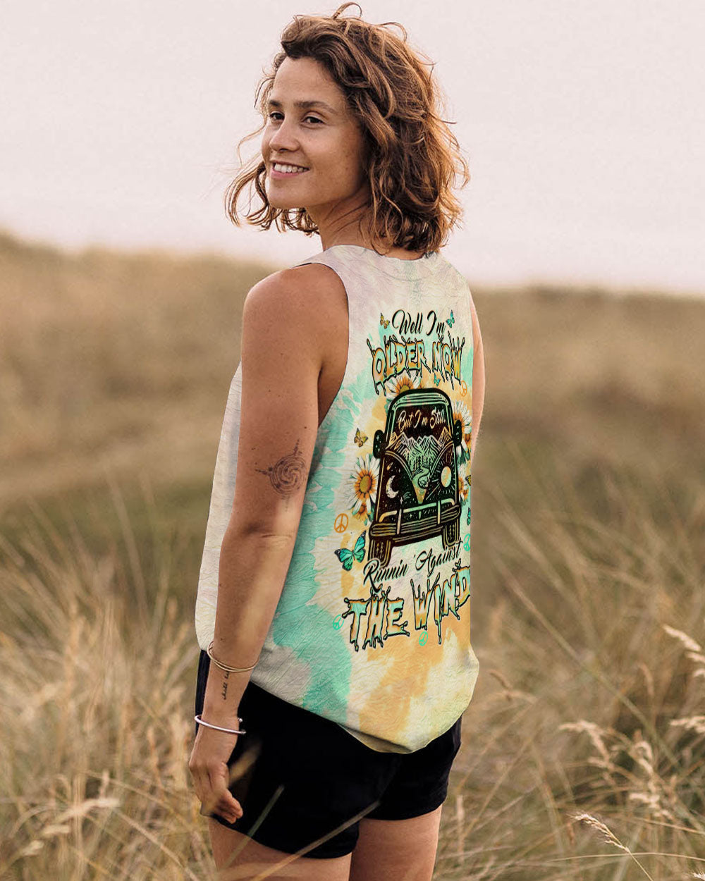 Older Now but Still Runnin Against the Wind Hippie VW Van and Sunflower AOP Shirts _13_ iyVJ3