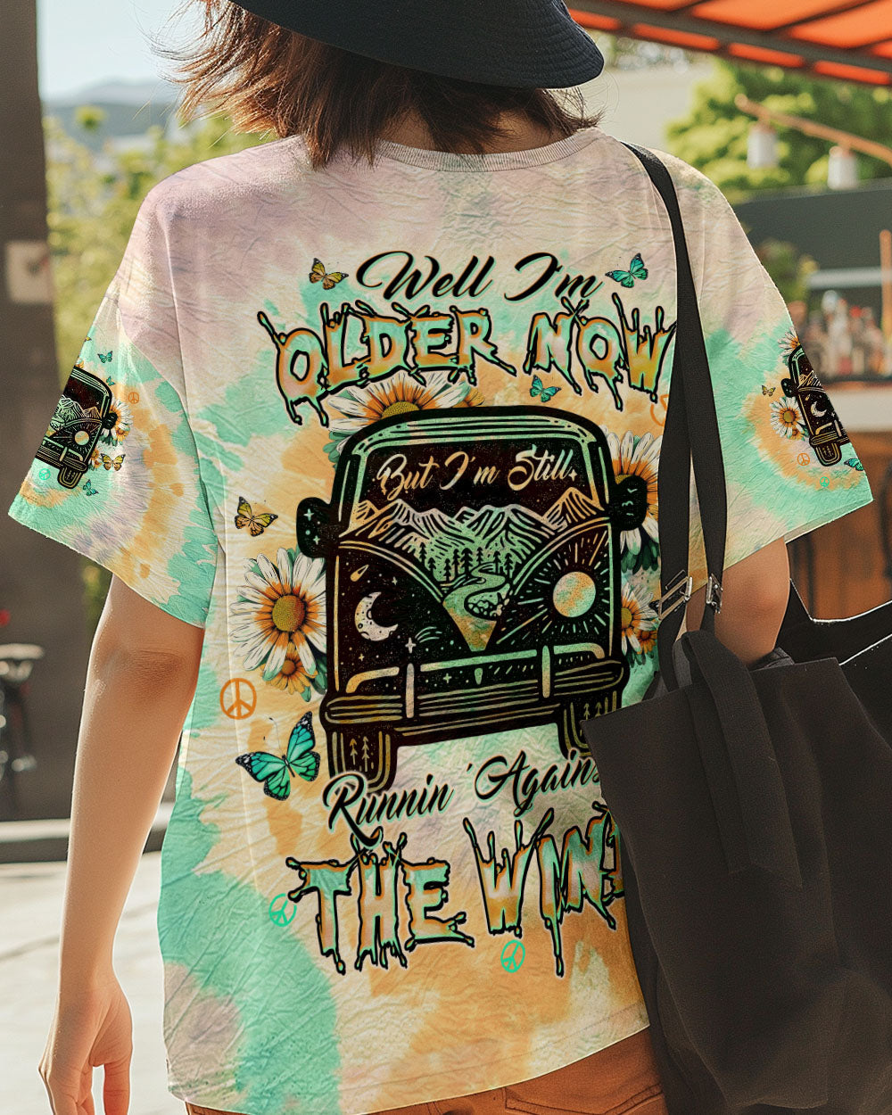 Older Now but Still Runnin Against the Wind Hippie VW Van and Sunflower AOP Shirts _5_ BlJHf