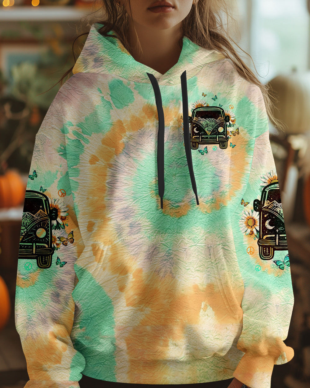 Older Now but Still Runnin Against the Wind Hippie VW Van and Sunflower AOP Shirts _6_ jgovK