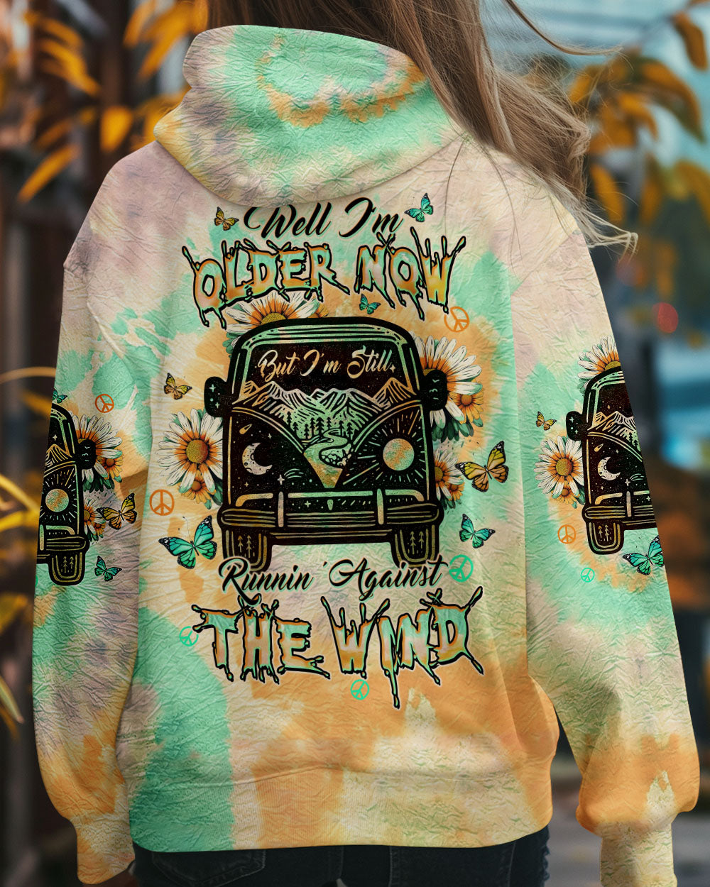 Older Now but Still Runnin Against the Wind Hippie VW Van and Sunflower AOP Shirts _7_ zI8pg