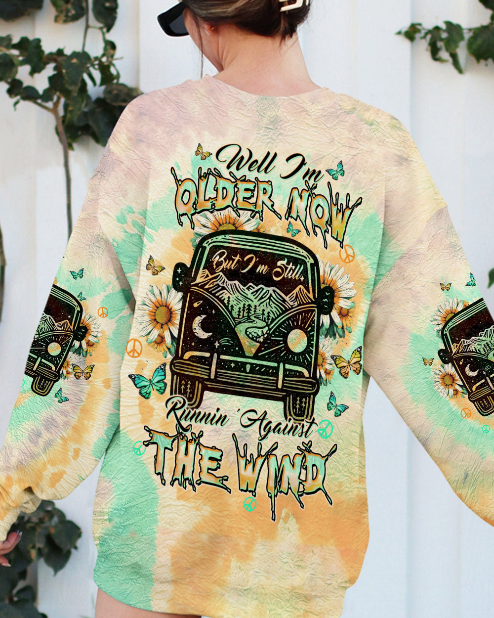 Older Now but Still Runnin Against the Wind Hippie VW Van and Sunflower AOP Shirts _9_ 4PIML