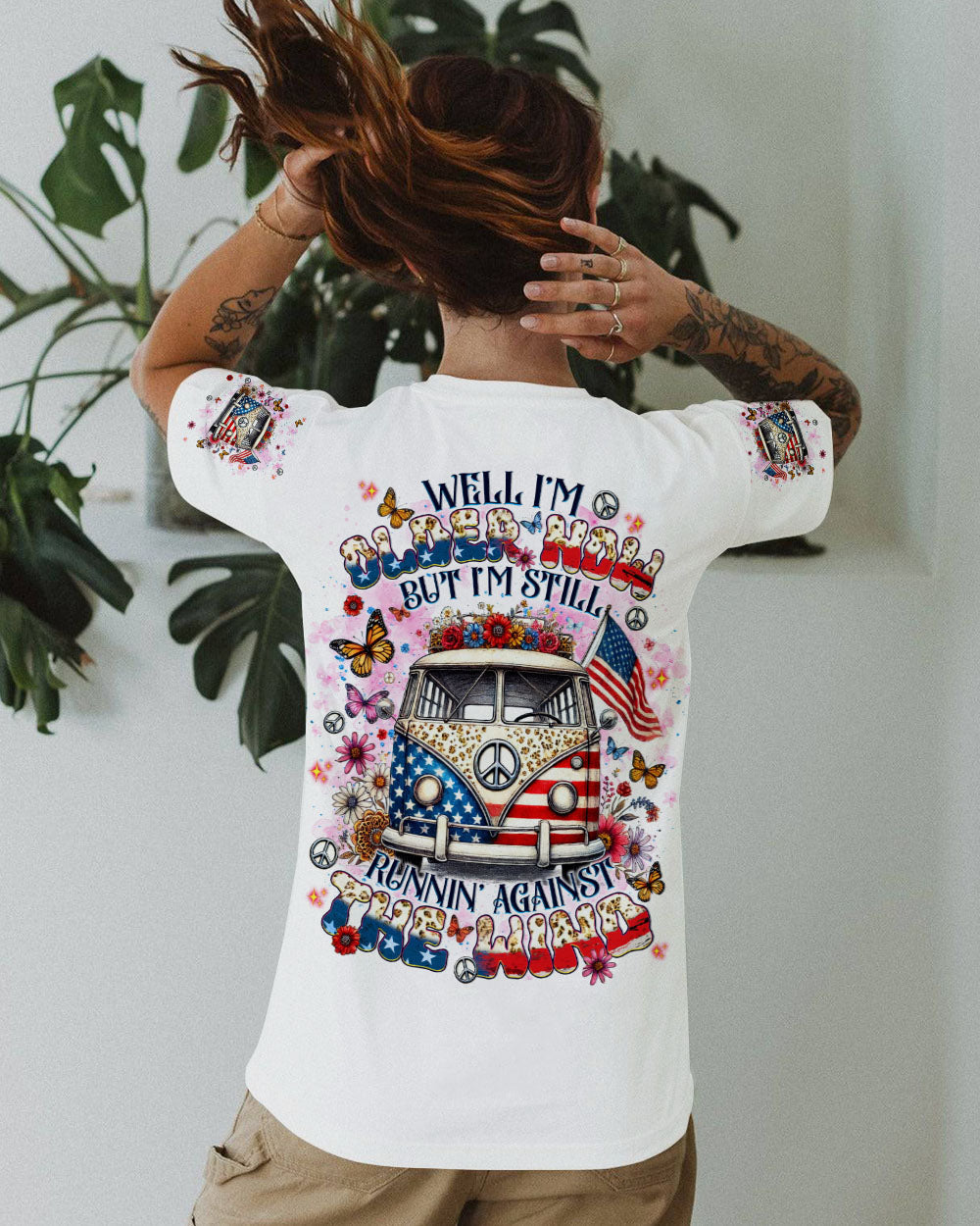 Older Now but Still Runnin Against the Wind Patriotic Hippie Van AOP Shirts _10_ JEi0y