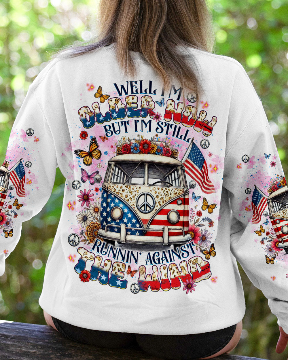 Older Now but Still Runnin Against the Wind Patriotic Hippie Van AOP Shirts _3_ mvwGh