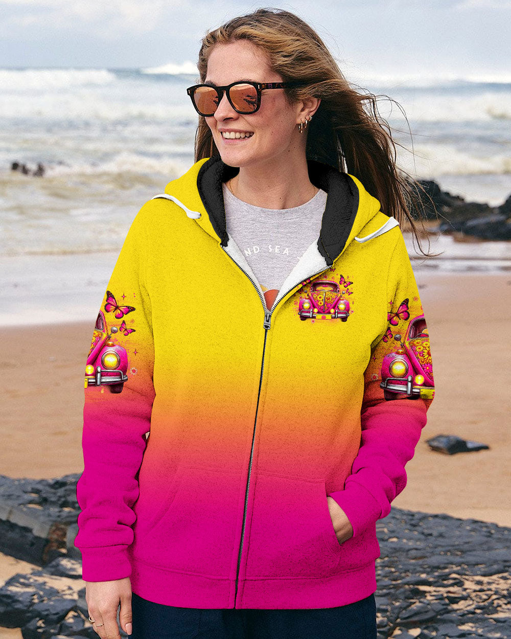 Older Now but Still Runnin Against the Wind Pink VW Bug and Butterfly AOP Shirts _11_ Tvc1z