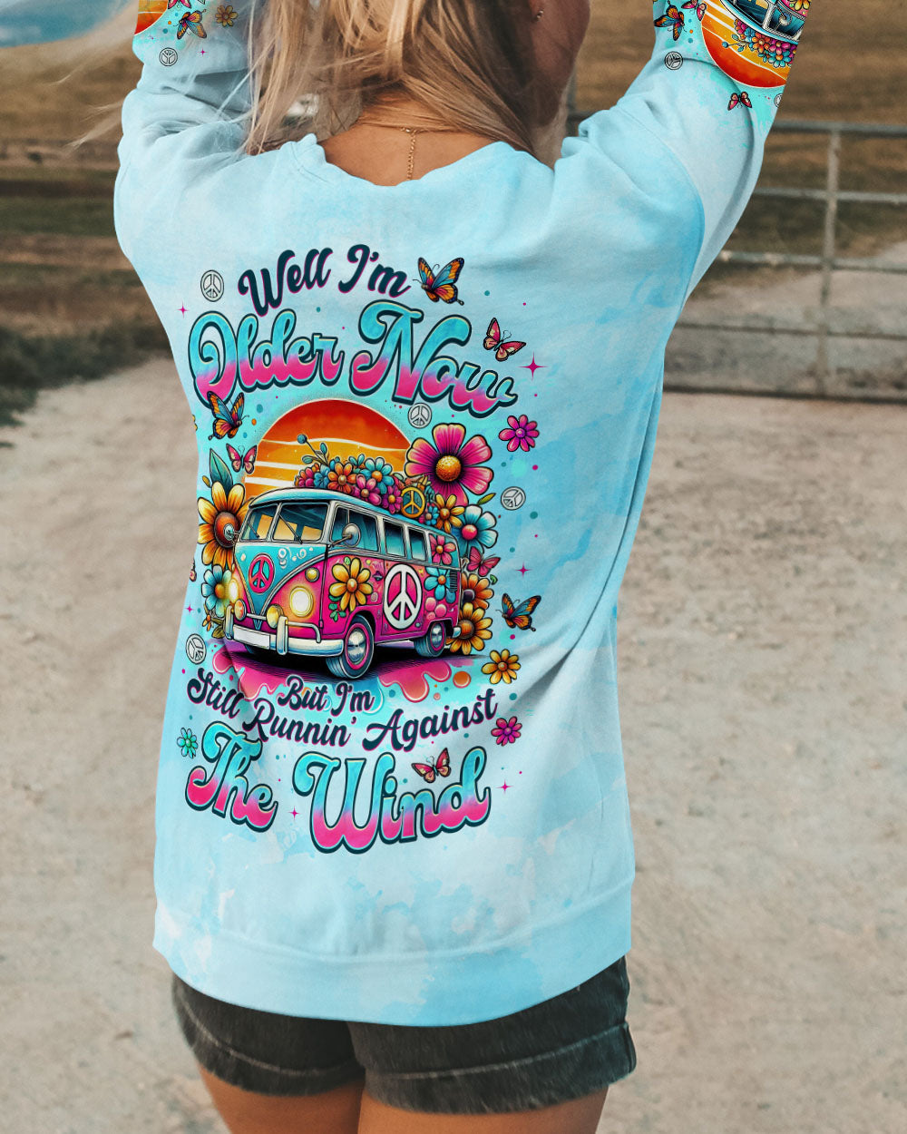 Older Now but Still Runnin Against the Wind Retro Hippie Van Sunset AOP Shirts _12_ yZx0z