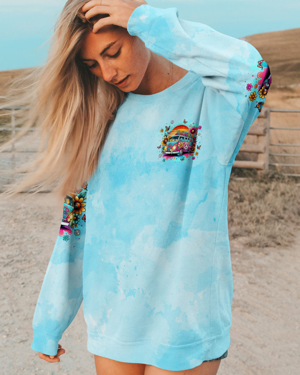 Older Now but Still Runnin Against the Wind Retro Hippie Van Sunset AOP Shirts _6_ J56ah