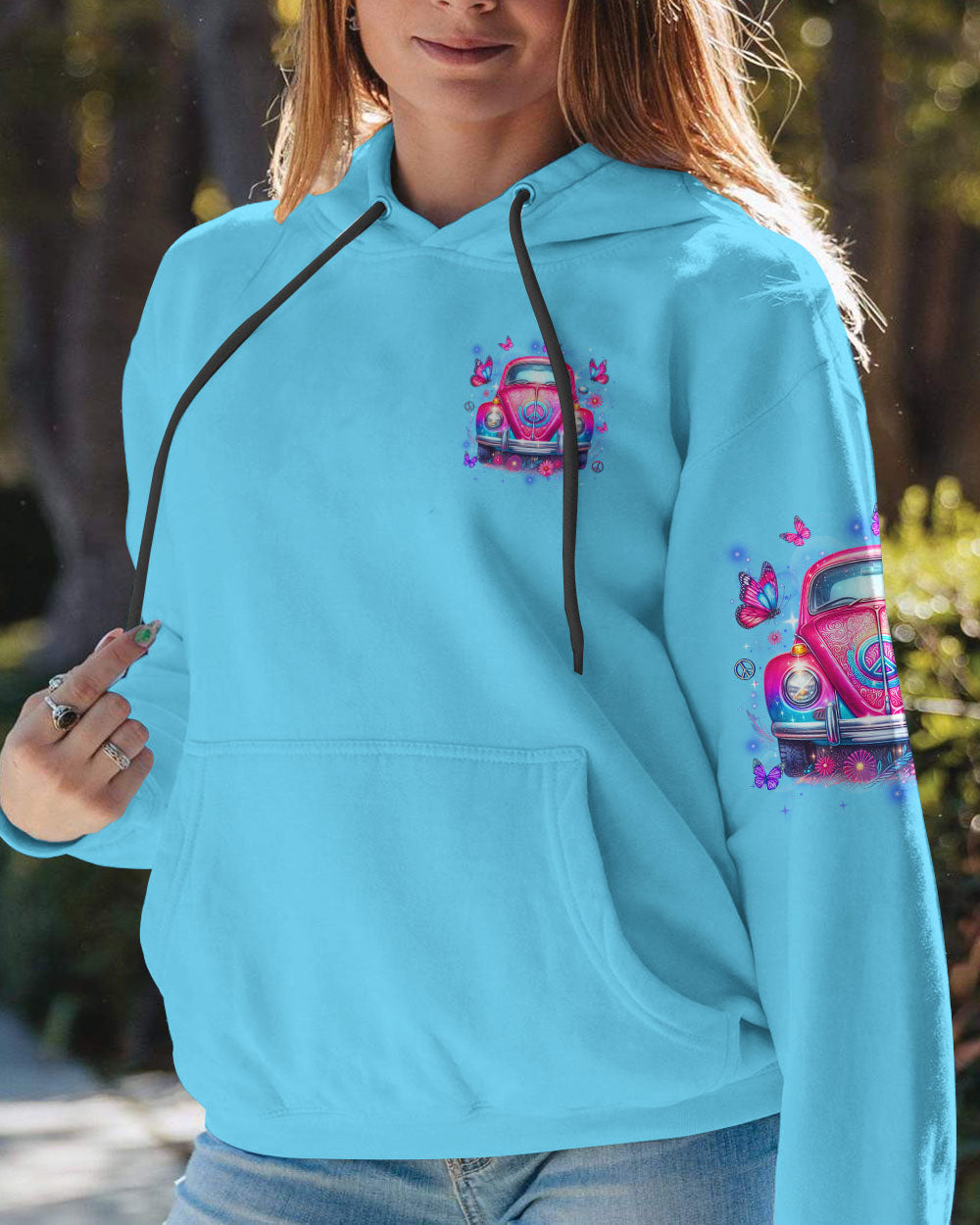 Older Now but Still Runnin Against the Wind Retro Pink VW Bug and Butterfly AOP Shirts _13_ j7Gg8