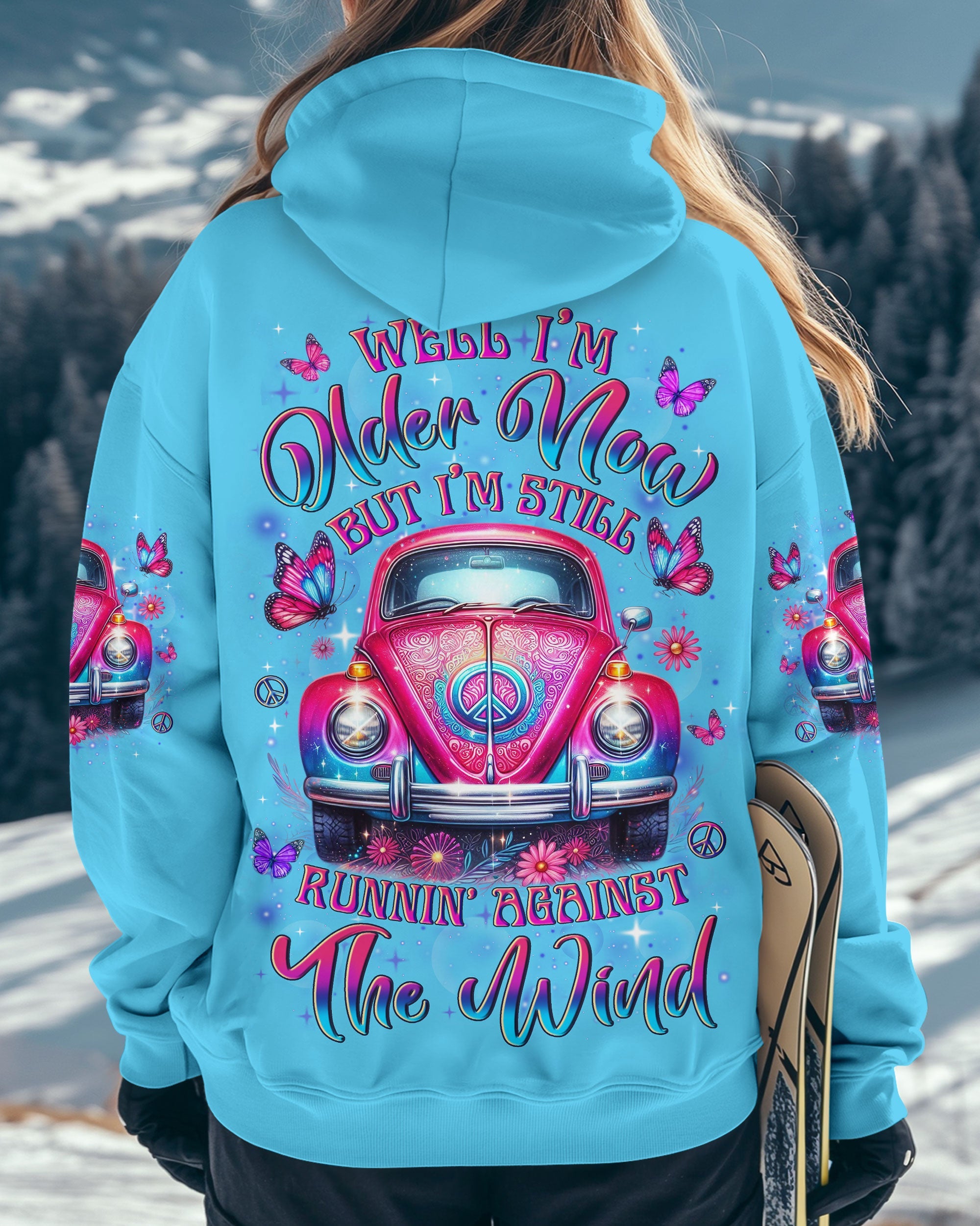 Older Now but Still Runnin Against the Wind Retro Pink VW Bug and Butterfly AOP Shirts _1_ dVCzu